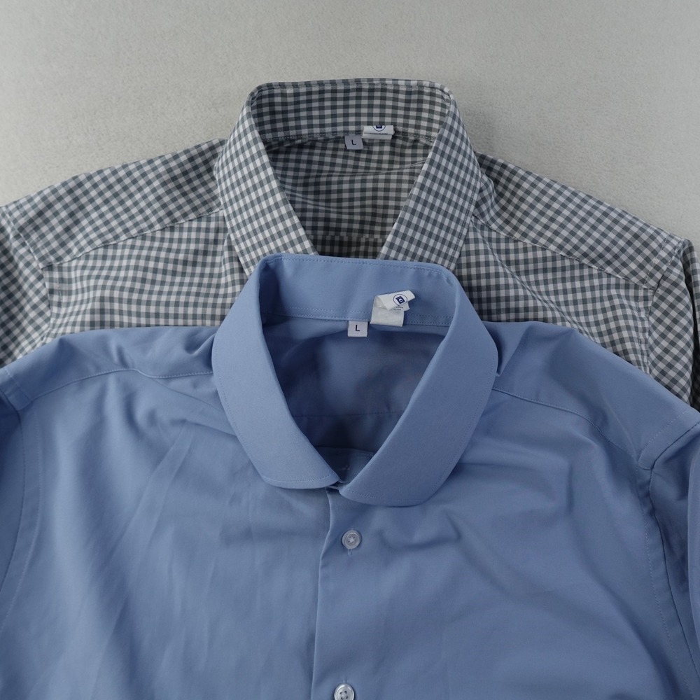 Lot of 2 State and Liberty Dress Shirts Mens Large Plaid Stretch Athletic